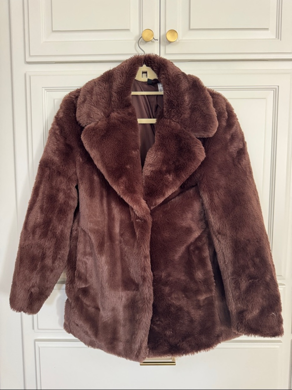H&M Plush Faux Fur Jacket Brown